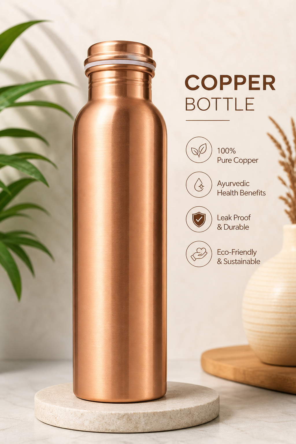 VIVIDHA | PURE COPPER BOTTLE 1 L/1000 ML|